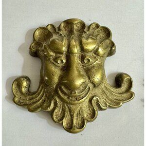 Antique cast brass Man figural architectural Pediment Ornament Fireplace Screen